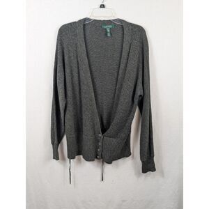 Lauren Ralph Lauren Knit Cardigan Sweater Gray Women's Size XL